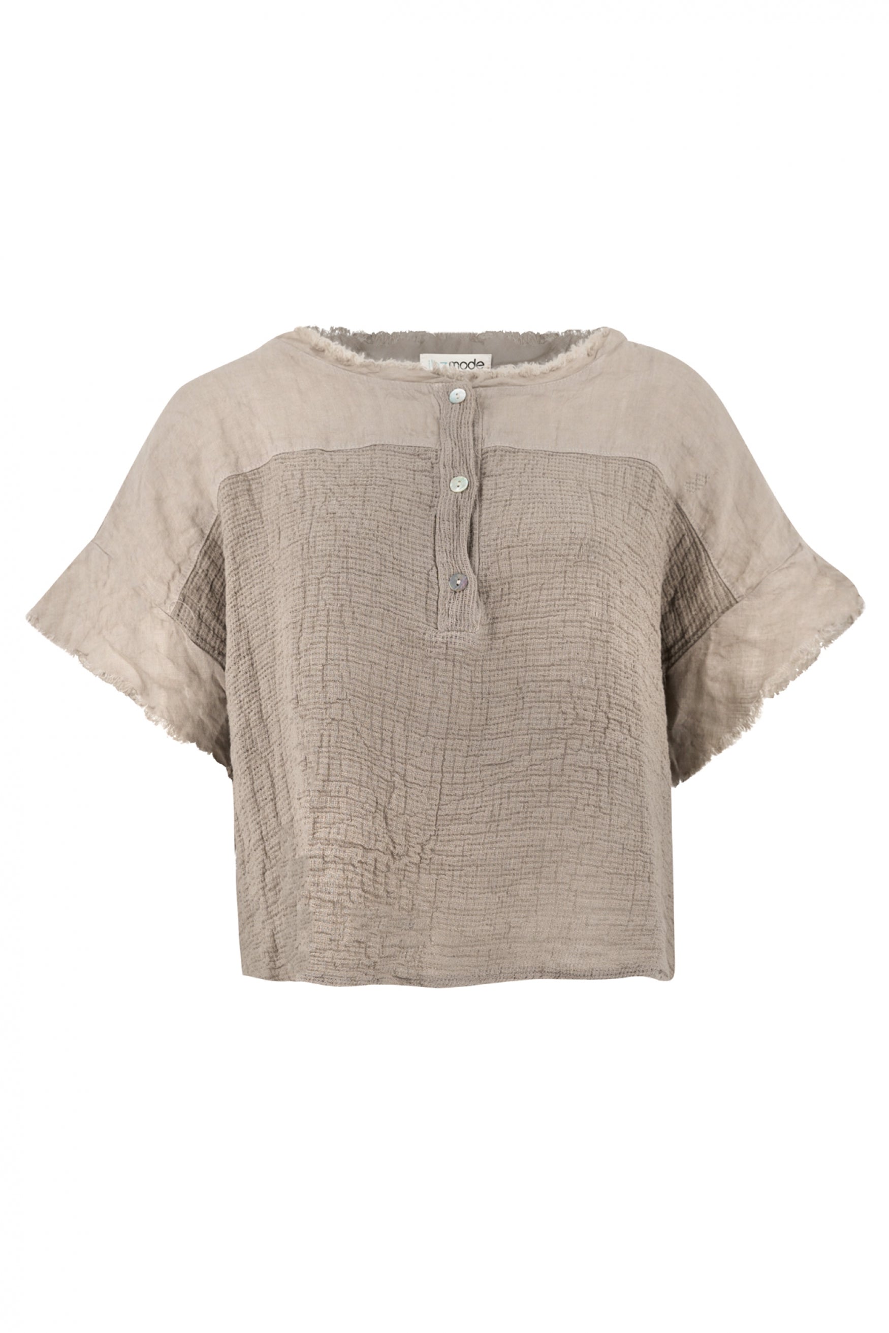 Bohemian blouse in taupe van ibzmode, Brands of Ibiza