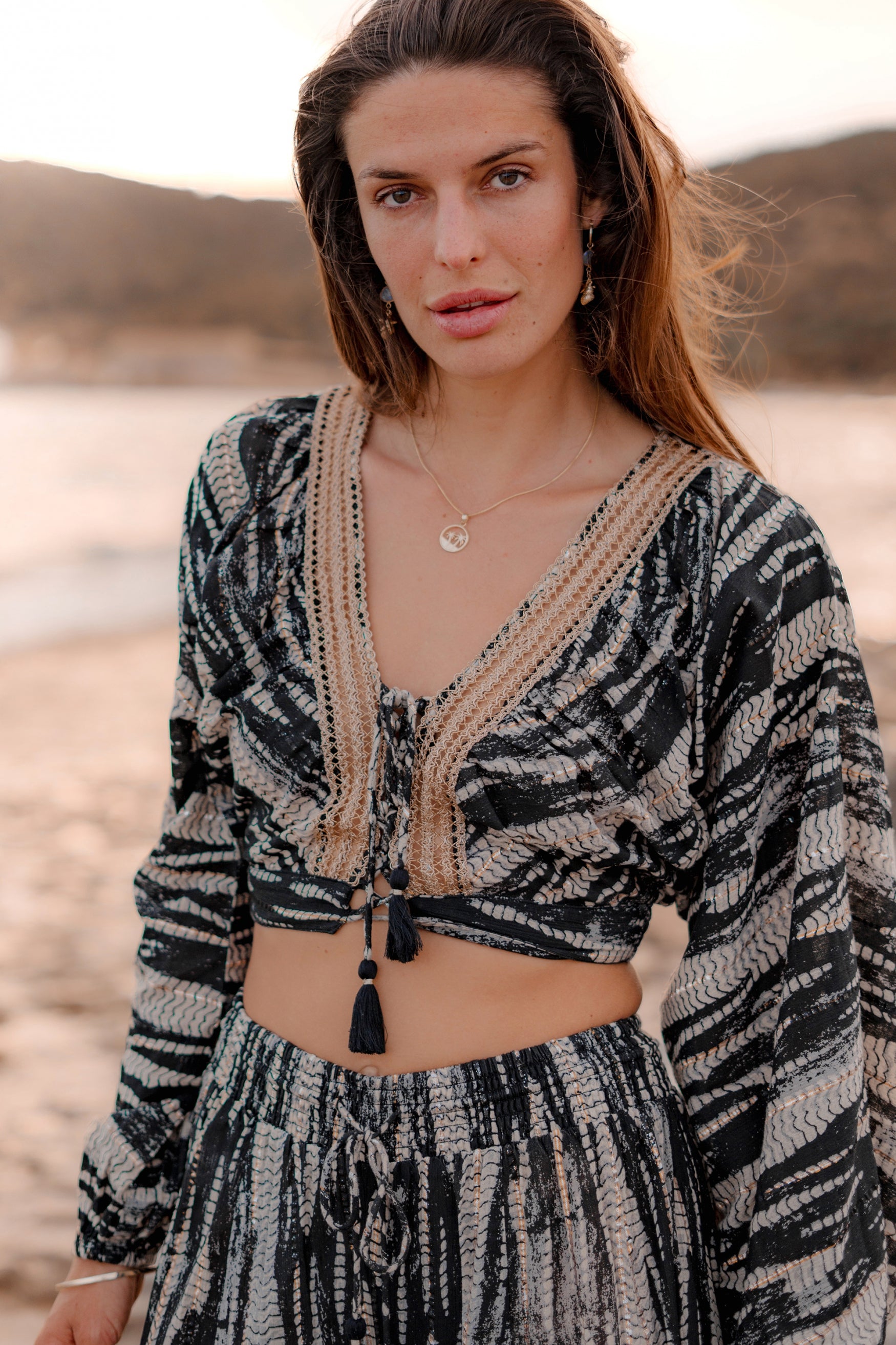 Bohemian top in black van ibzmode, Brands of Ibiza