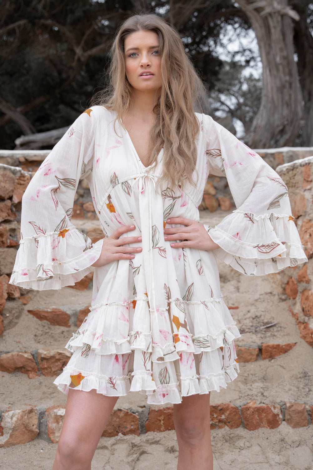 Bohemian jurk in beige van ibzmode, Brands of Ibiza