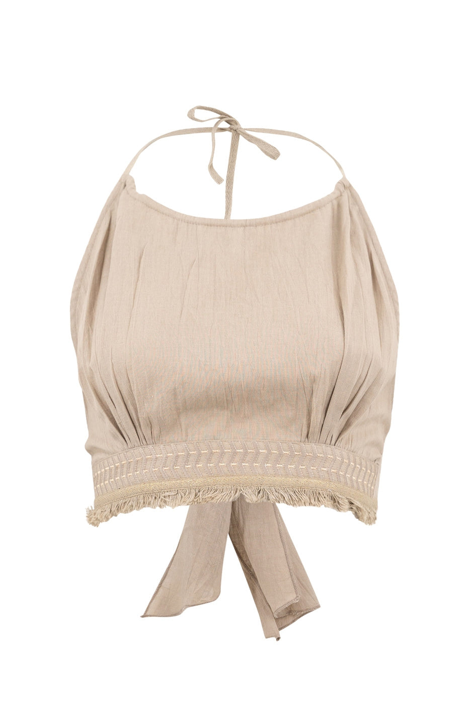 Bohemian top in taupe van ibzmode, Brands of Ibiza