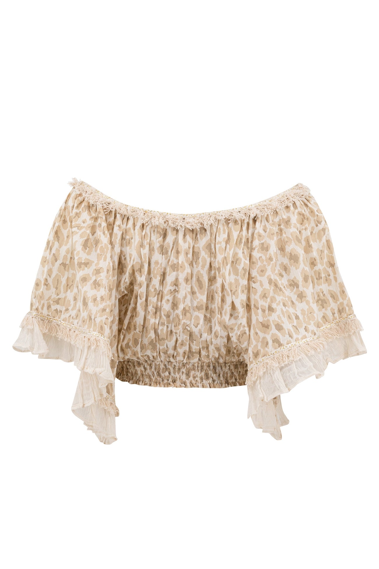 Bohemian top in leopard natural van ibzmode, Brands of Ibiza