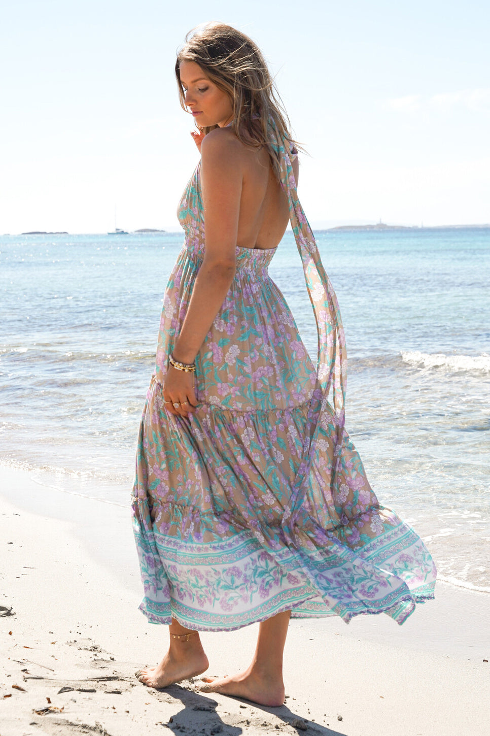 Bohemian jurk in beige van ibzmode, Brands of Ibiza