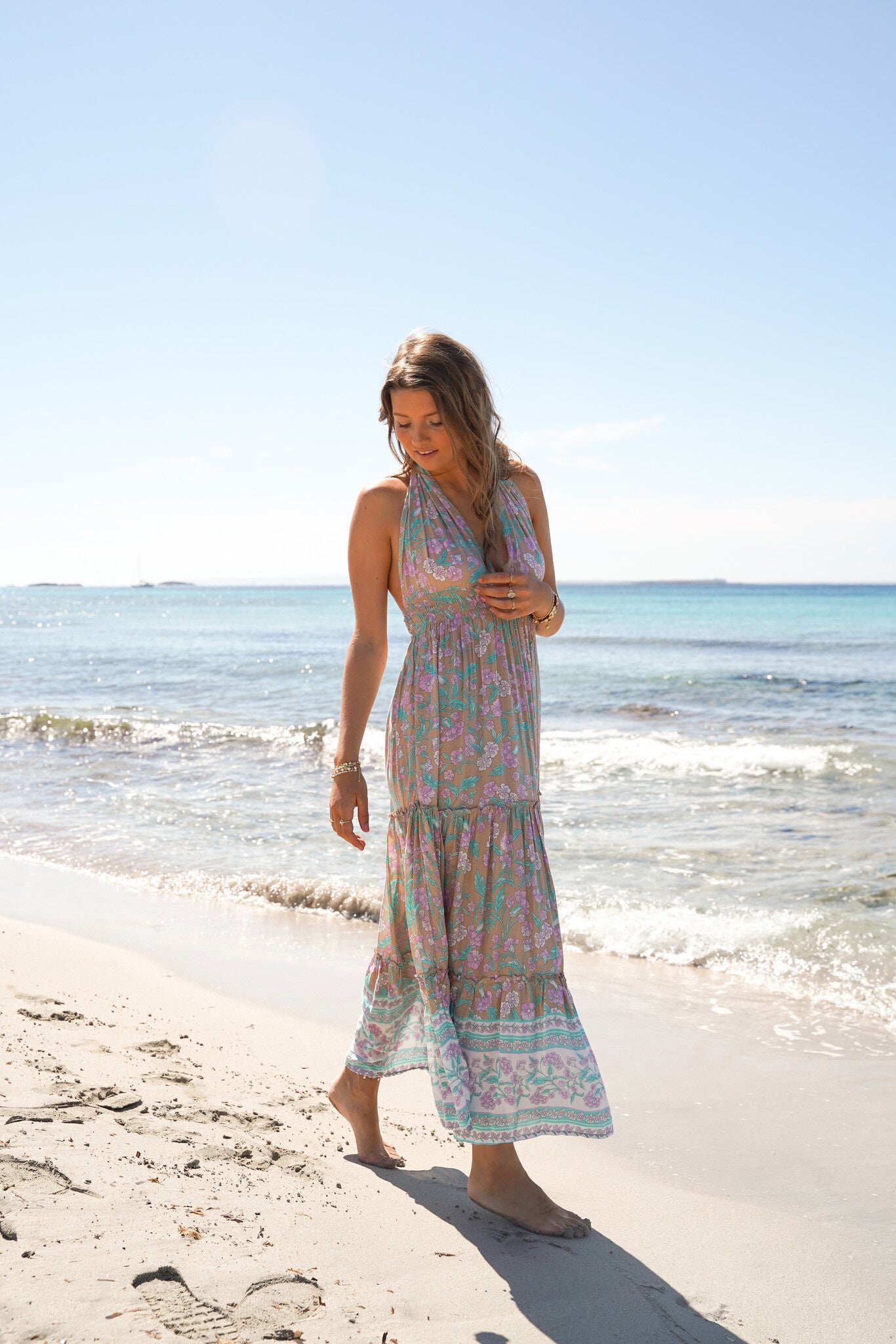 Bohemian jurk in beige van ibzmode, Brands of Ibiza