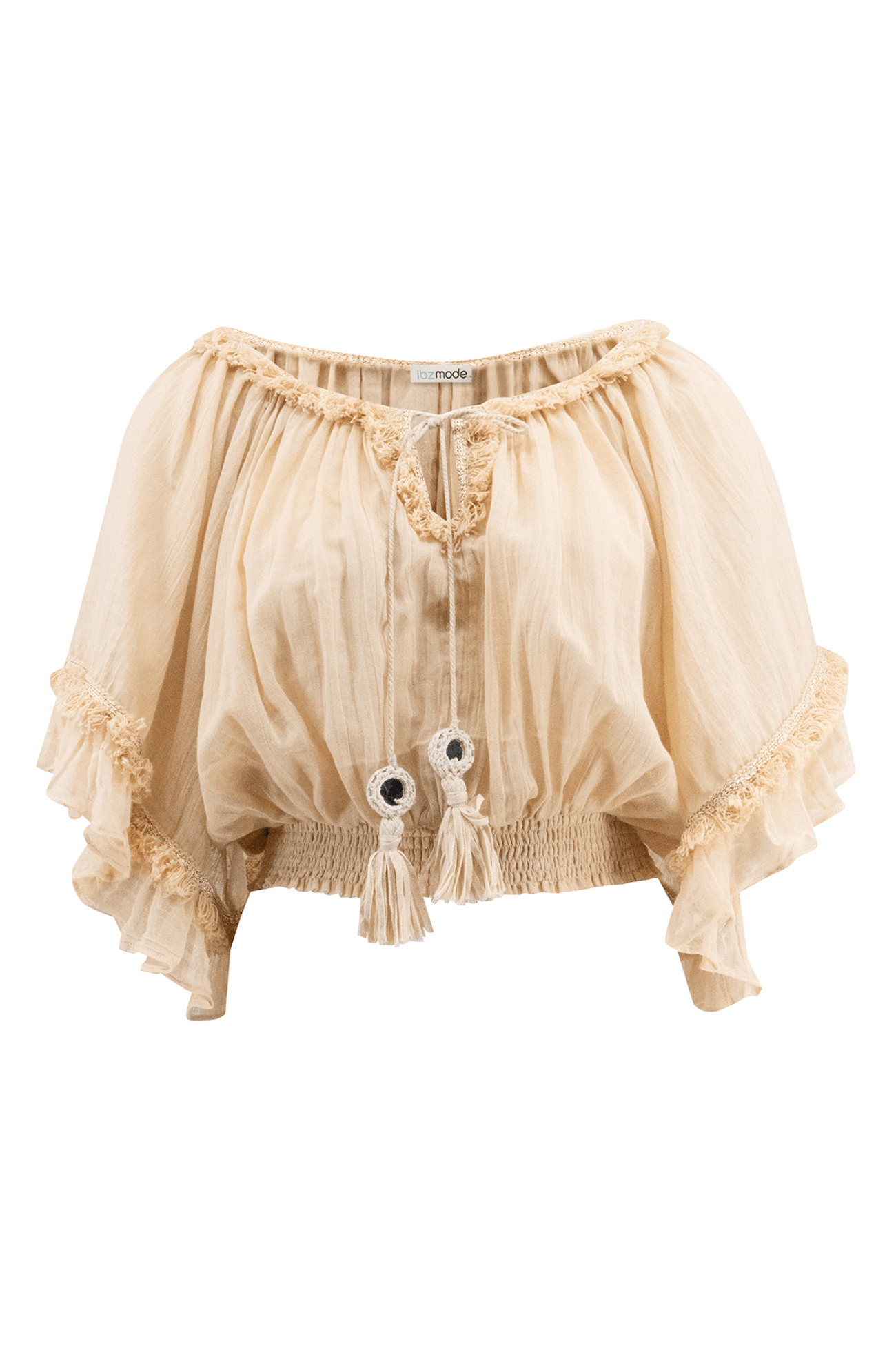 Bohemian top in peach van ibzmode, Brands of Ibiza