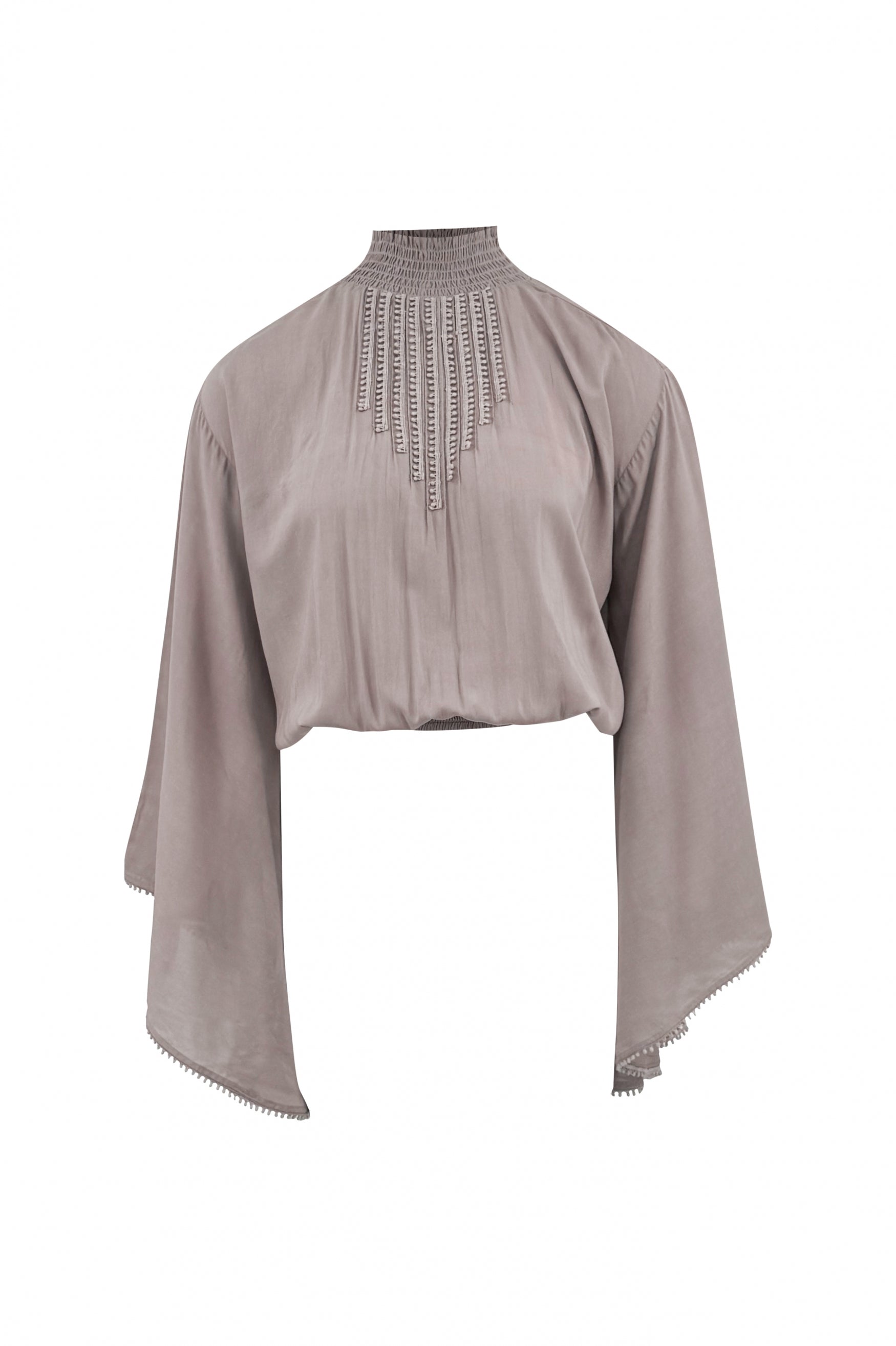 Bohemian top in light taupe van ibzmode, Brands of Ibiza