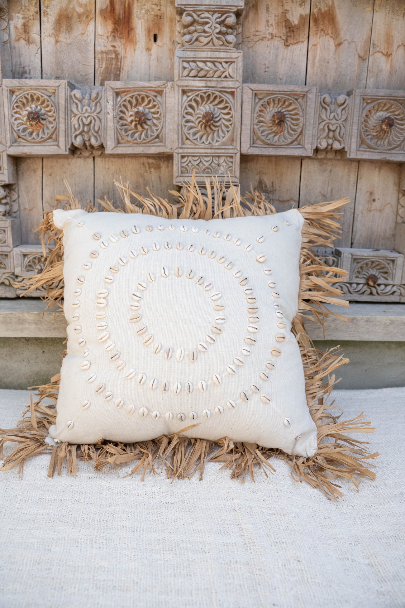 Kissen Fransen/ Muschel Off White