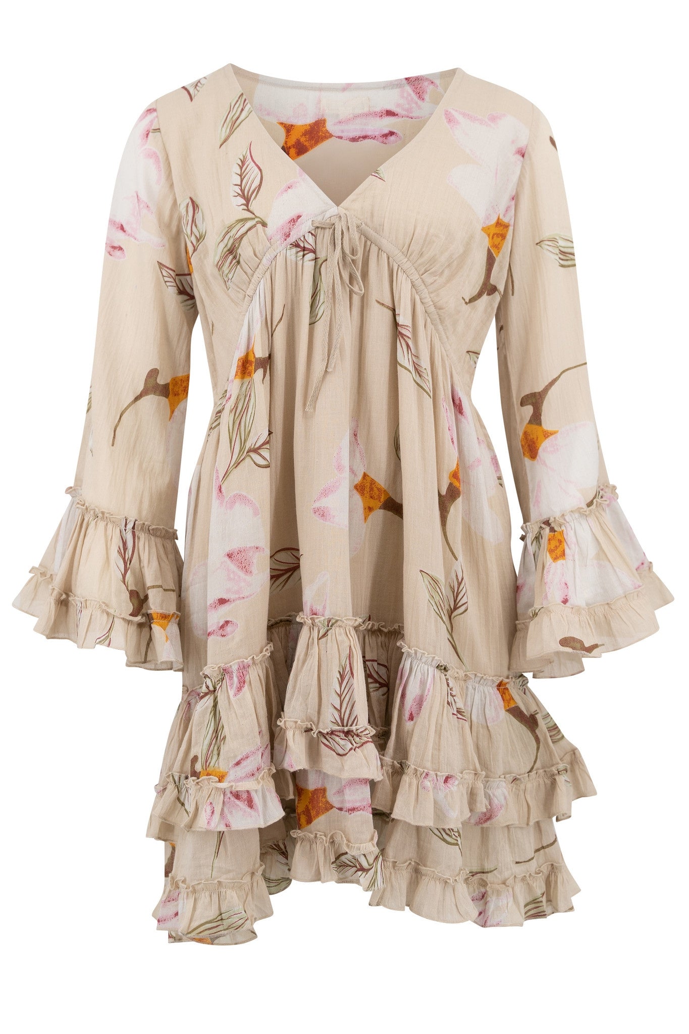 Bohemian jurk in sand van ibzmode, Brands of Ibiza