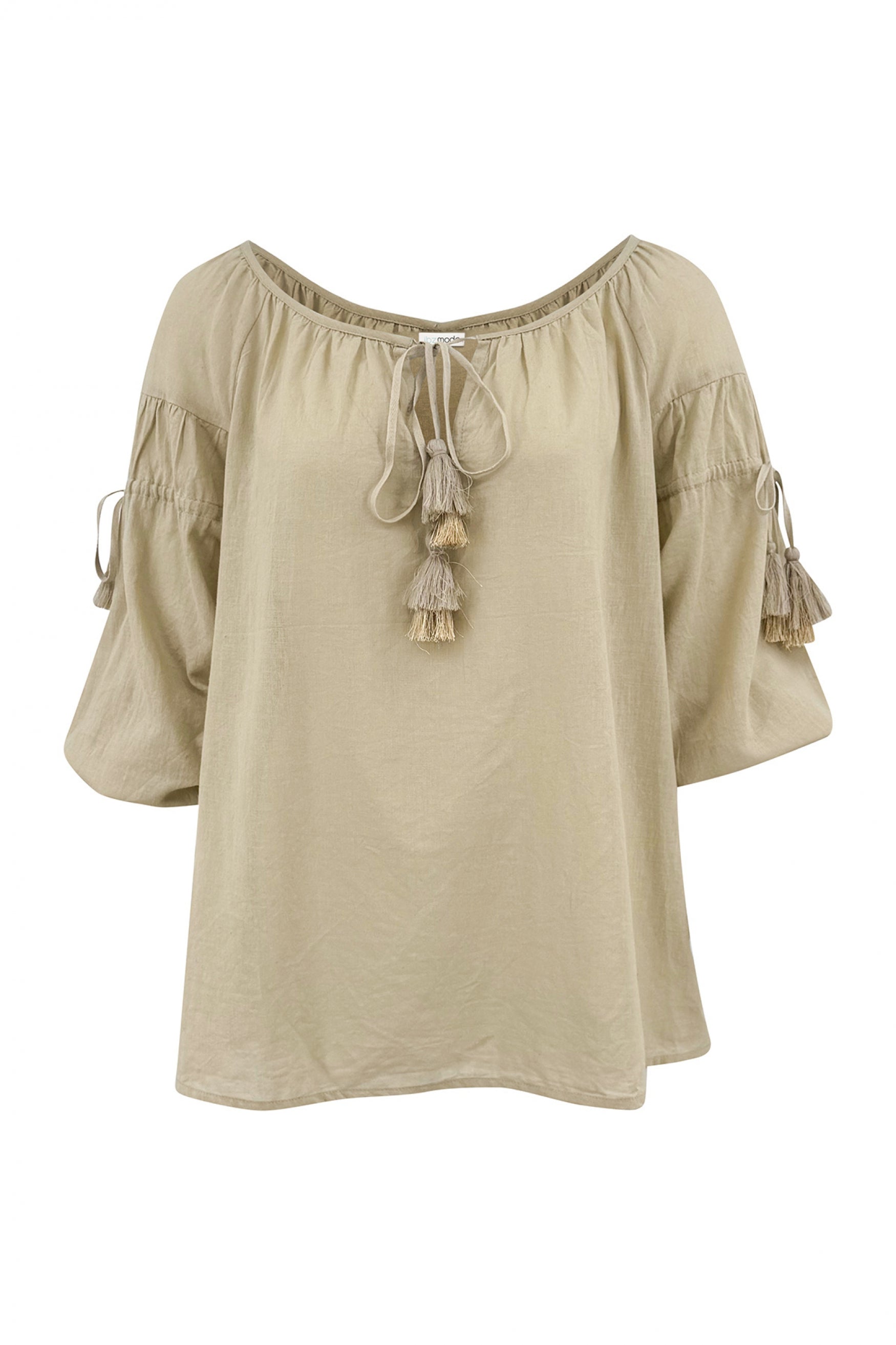 Bohemian blouse in sand van ibzmode, Brands of Ibiza