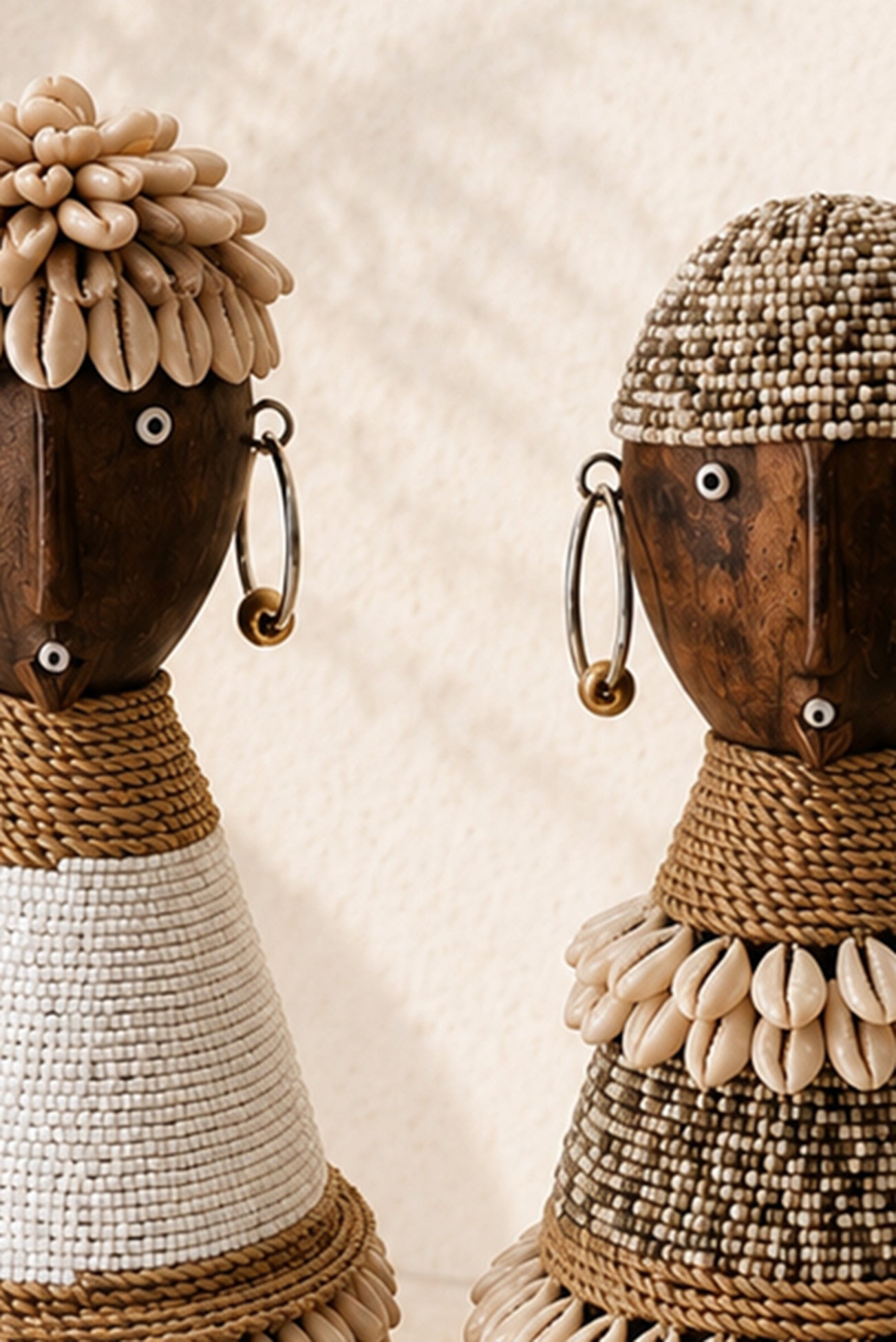 ibzhome handcrafted white nomad doll with shells and decorative beads