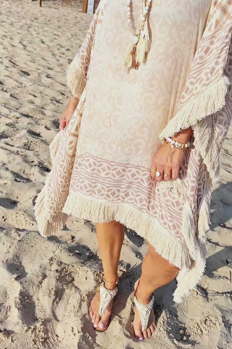 Ibzmode Short Kaftan Javina Miranza Natural beach kaftan