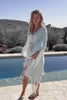Ibizamode Kaftan Noelia Soleria Aqua with fringe details and airy viscose fit