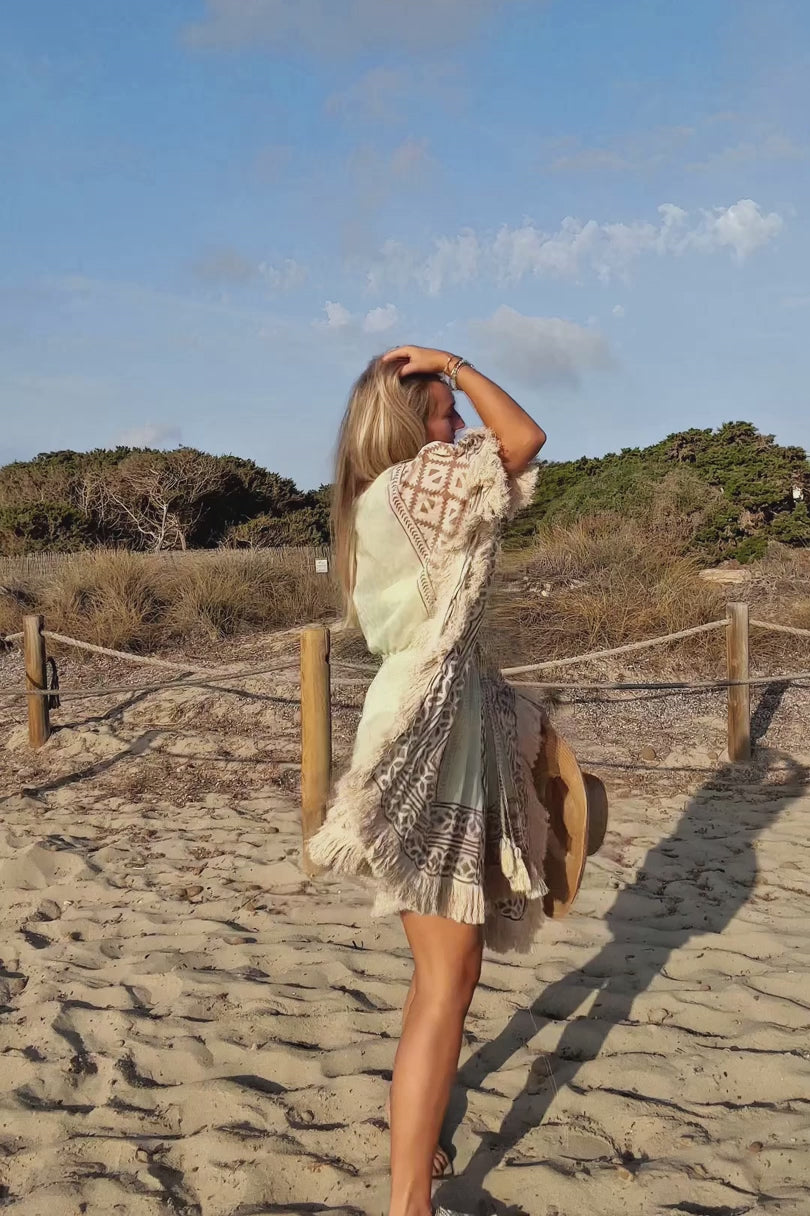Ibzmode Short Kimono Flora Miranza Mint beach kimono