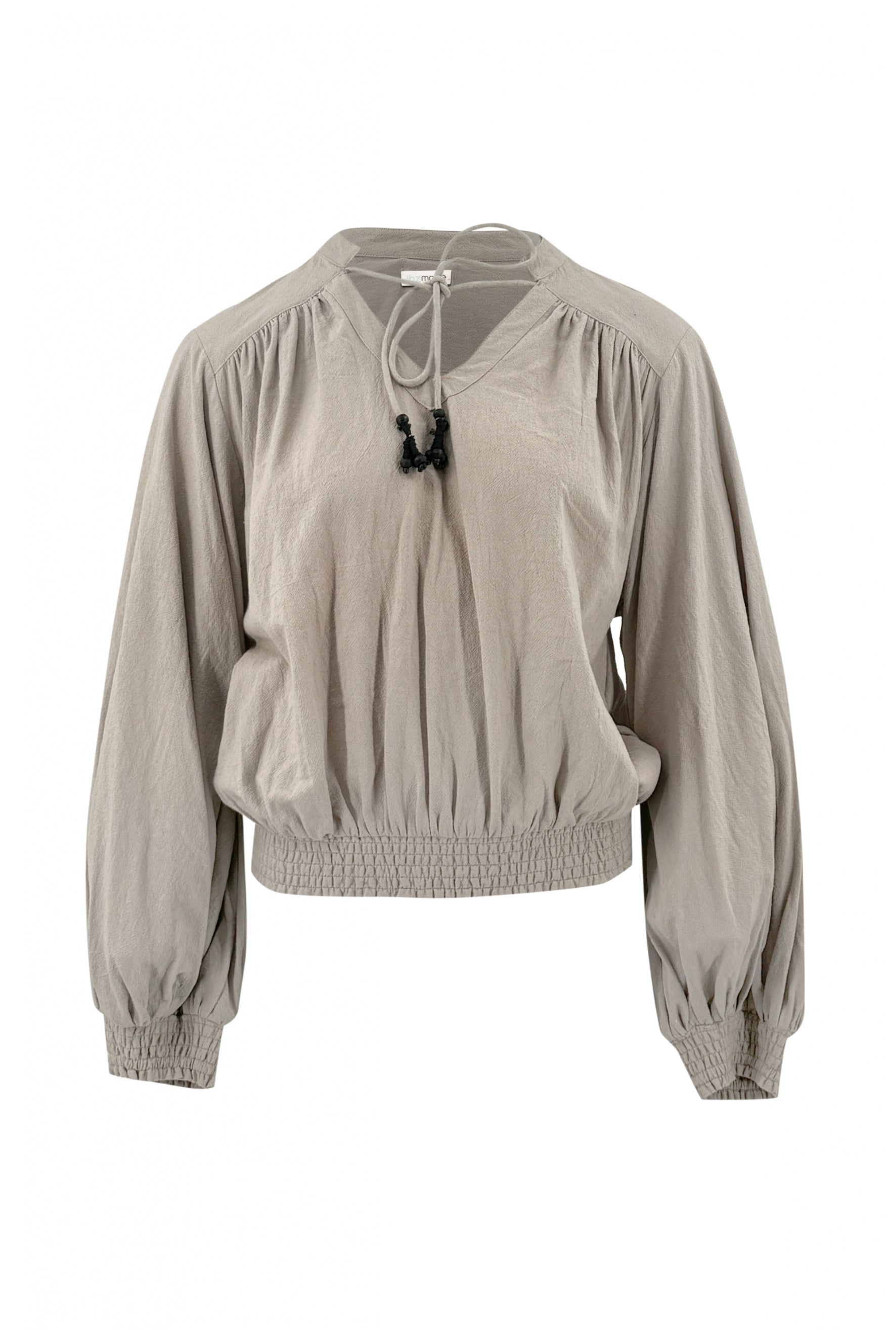 Bohemian blouse in light taupe van ibzmode, Brands of Ibiza
