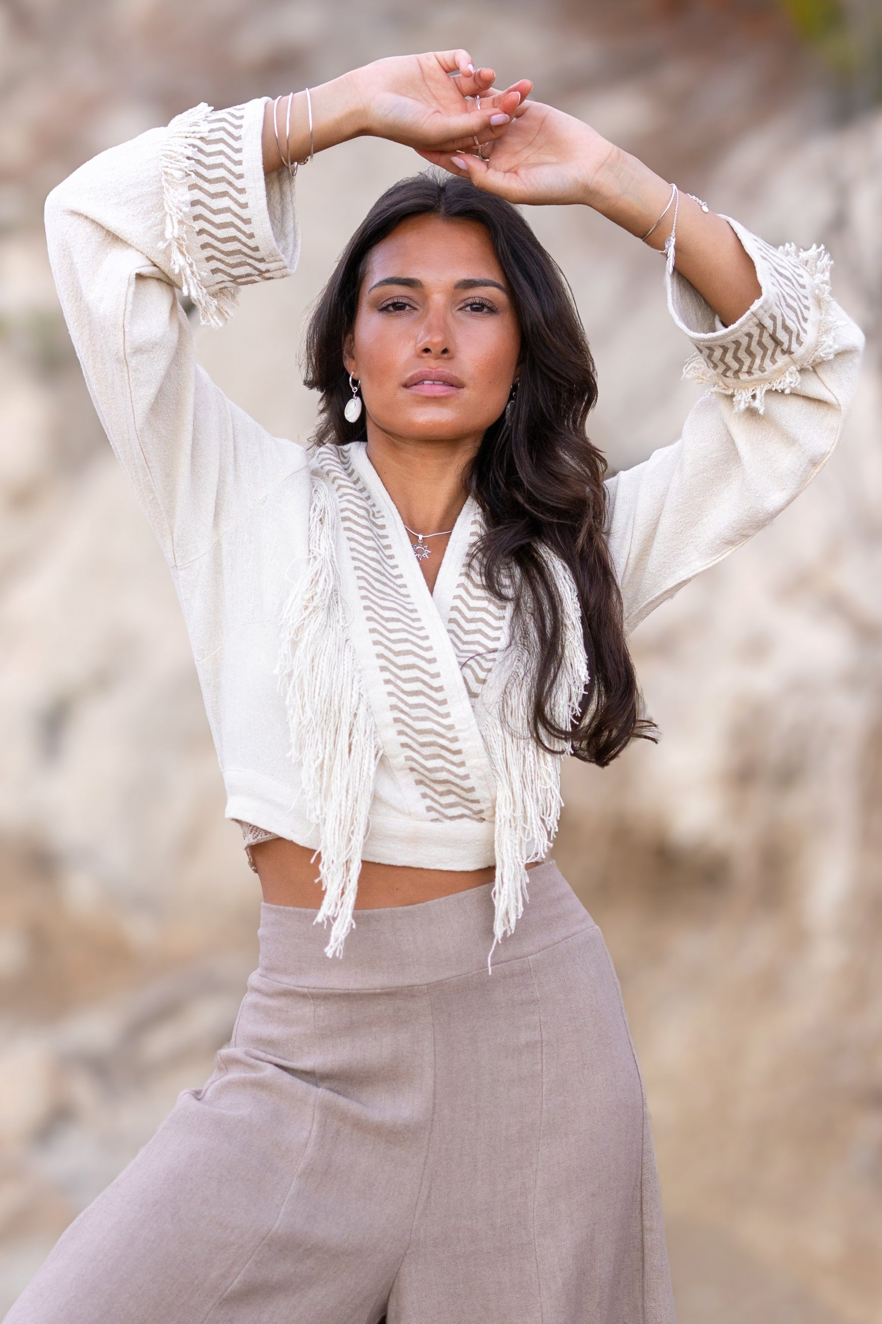 Bohemian top in ecru van ibzmode, Brands of Ibiza