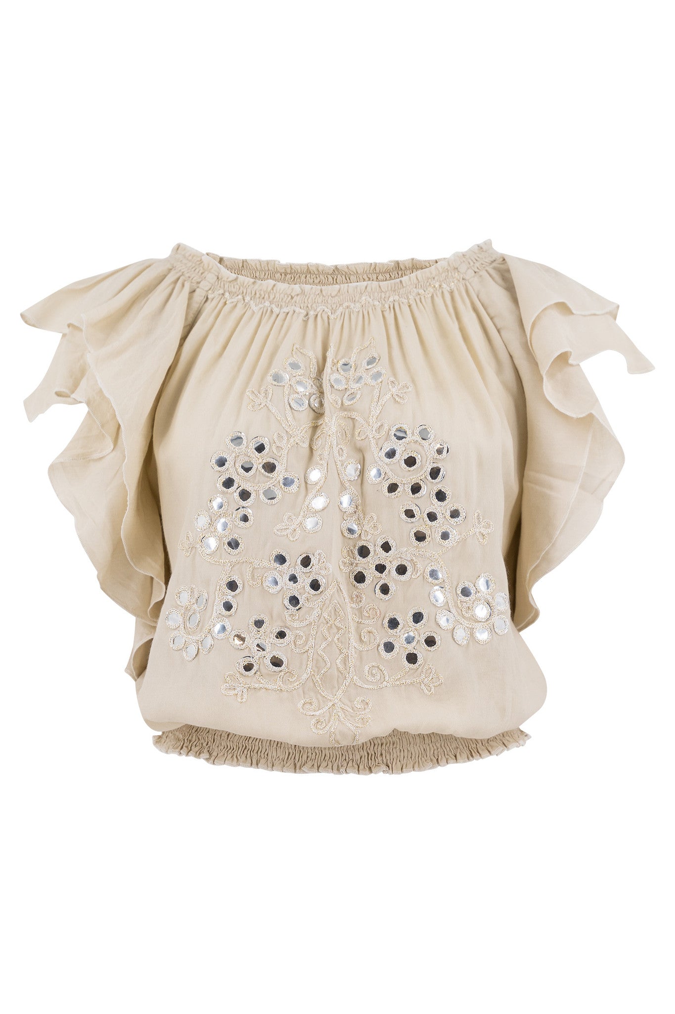 Bohemian top in sand van ibzmode, Brands of Ibiza