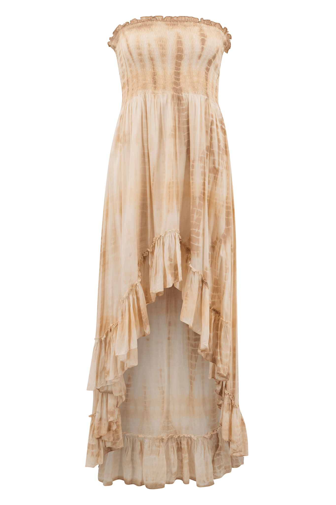 Bohemian jurk in tie dye taupe van ibzmode, Brands of Ibiza